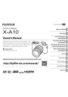 Fujifilm X A10 manual. Camera Instructions.